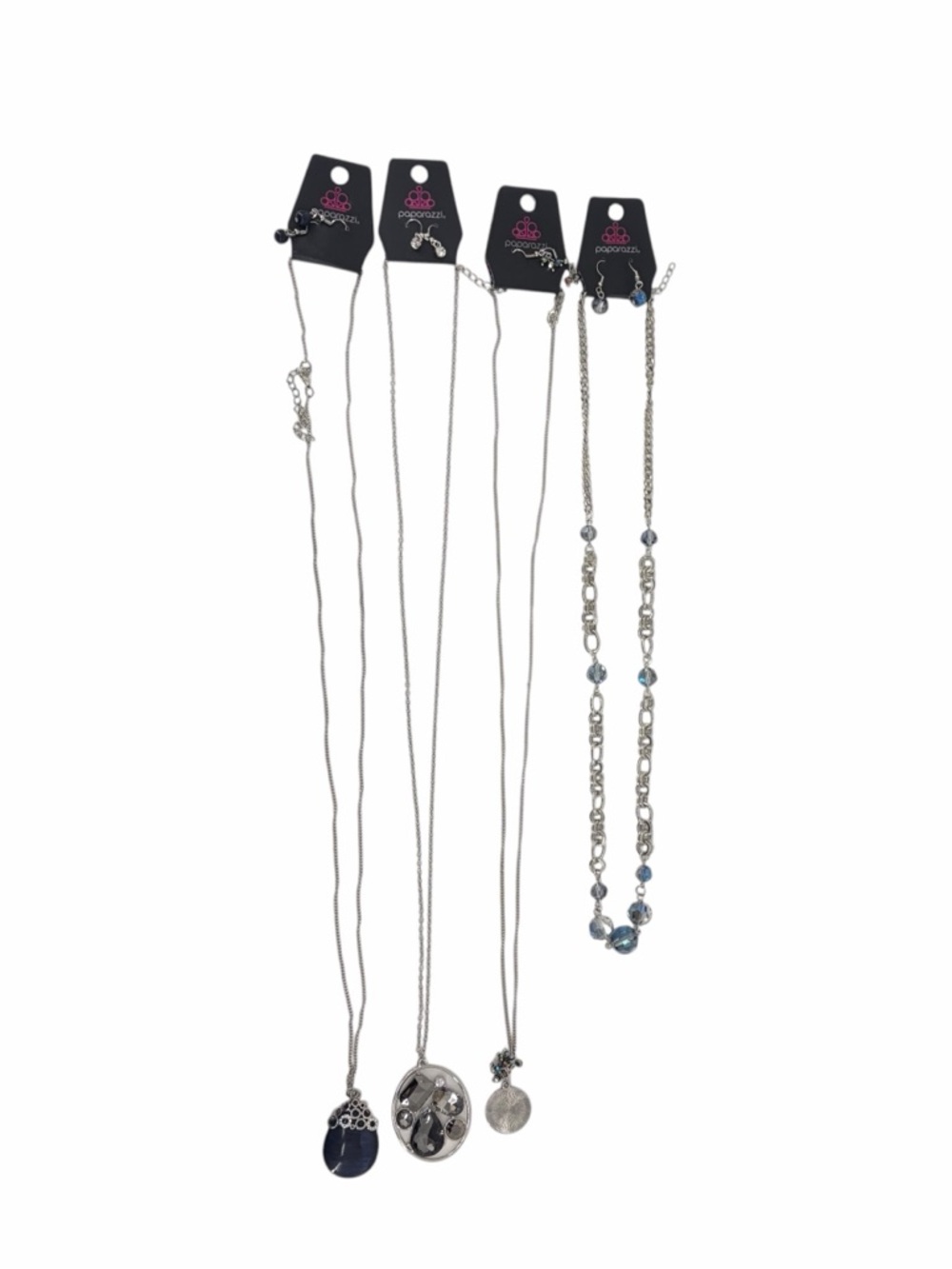 paparazzi Silver-Tone Layered Necklace Set with Blue Accents